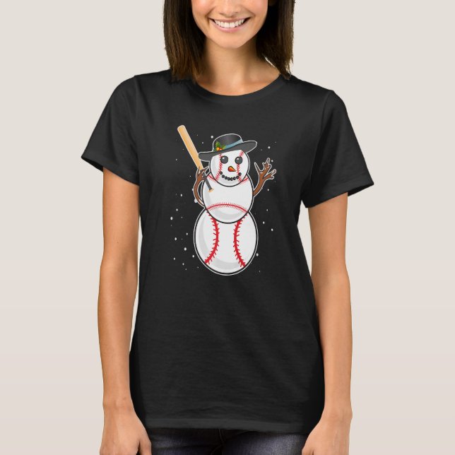 Baseball snowman baseball player baseball player P T-Shirt (Front)