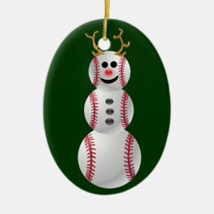 Baseball Snowman Ceramic Tree Decoration