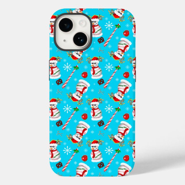 Baseball Snowman Christmas Celebration Pattern Case-Mate iPhone Case (Back)
