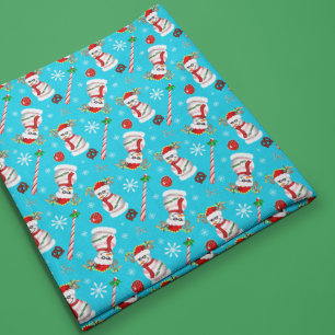 Baseball Snowman Christmas Celebration Pattern  Fleece Blanket