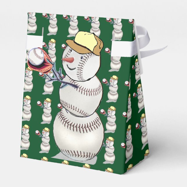 Baseball Snowman Christmas Favour Box (Back Side)