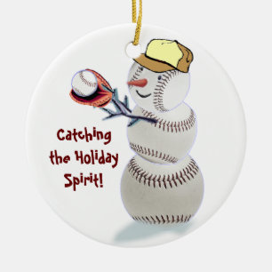 Baseball Snowman Christmas Gifts Ornament