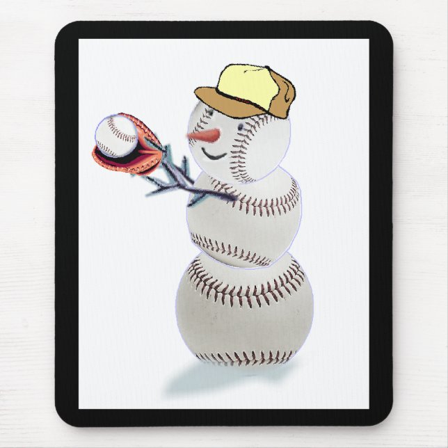 Baseball Snowman Christmas Mouse Pad (Front)