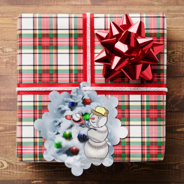 Baseball Snowman Christmas Tree Decoration Card (Insitu (Gift))