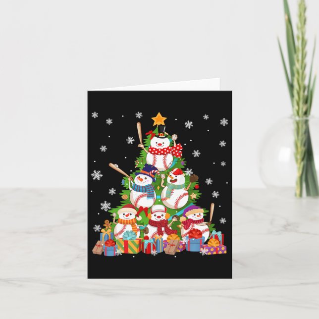 Baseball Snowman Christmas Tree Pitchers Catchers  Card (Front)