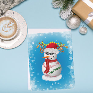 Baseball Snowman Decorated With Popular Snacks Card
