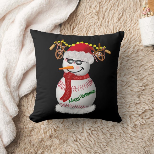 Baseball Snowman Decorated With Popular Snacks  Cushion (Blanket)