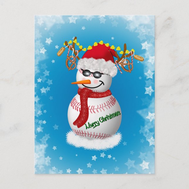 Baseball Snowman Decorated With Popular Snacks  Postcard (Front)