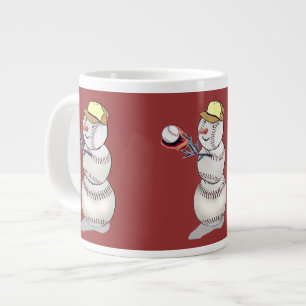 Baseball Snowman Large Coffee Mug