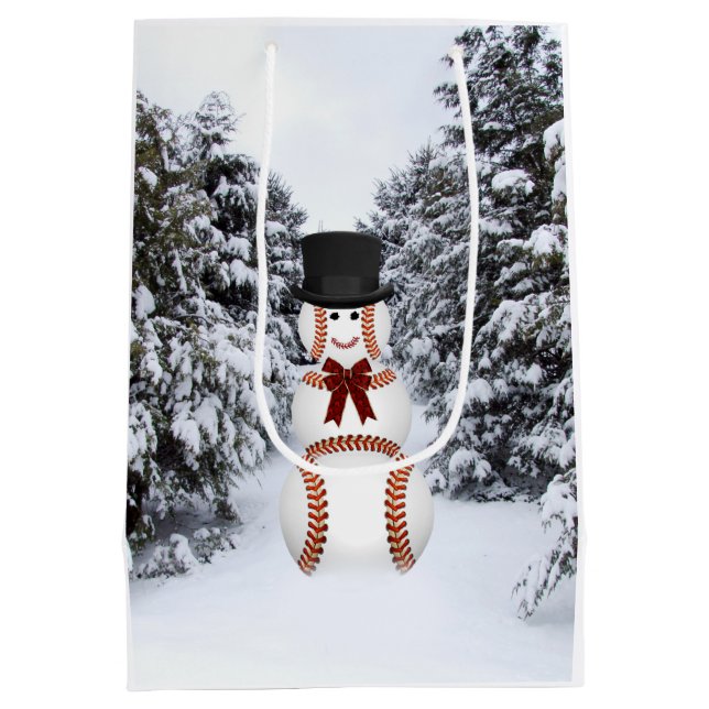 Baseball snowman medium gift bag (Back)