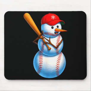 Baseball Snowman Merry Christmas Xmas Pajamas Men  Mouse Pad