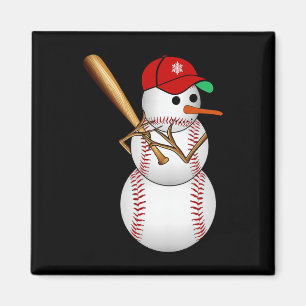 Baseball Snowman Snow Christmas Xmas Gifts Men Wom Magnet