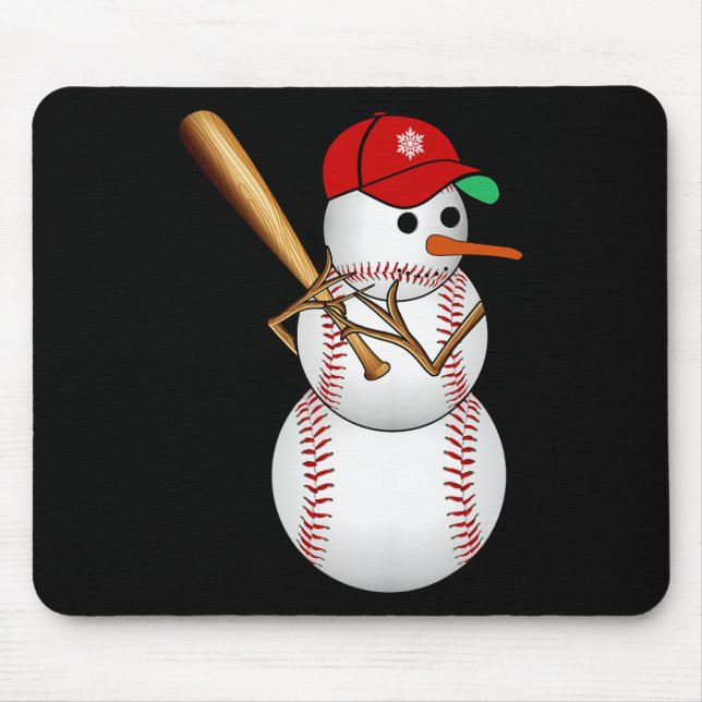 Baseball Snowman Snow Christmas Xmas Gifts Men Wom Mouse Pad (Front)