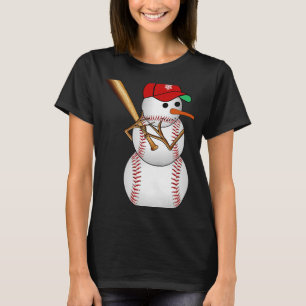 Baseball Snowman Snow Christmas Xmas Gifts Men Wom T-Shirt