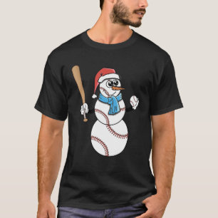 Baseball Snowman Snow Christmas Xmas Kids Men Wome T-Shirt