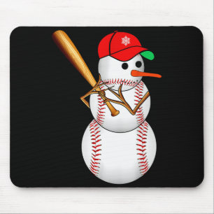 Baseball Snowman Snow Christmas Xmas Men Women Mouse Pad