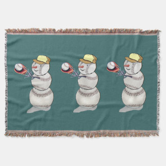 Baseball Snowman Throw Blanket