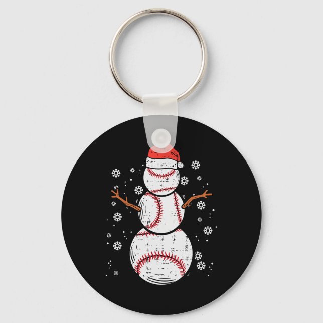 Baseball Snowman Xmas Christmas Sports Boys Men Wo Key Ring (Front)