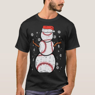 Baseball Snowman Xmas Christmas Sports Boys Men Wo T-Shirt