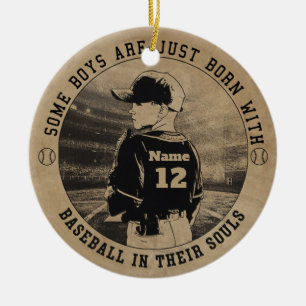 Baseball Soccer Customise Name & Year Ceramic Ornament