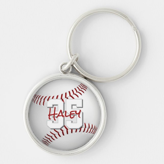baseball/softball athlete name personalised key ring (Front)