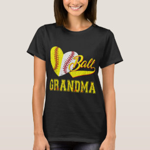 Baseball Softball Ball Heart Grandma Mother's Day  T-Shirt