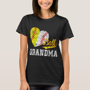 Baseball Softball Ball Heart Grandma Mother's Day T-Shirt