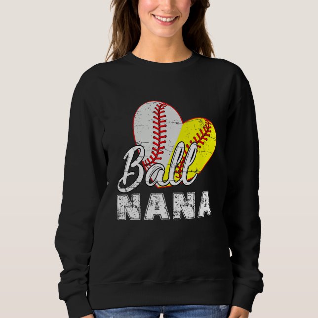 Baseball Softball Ball Heart Nana Mother s Day Sweatshirt (Front)