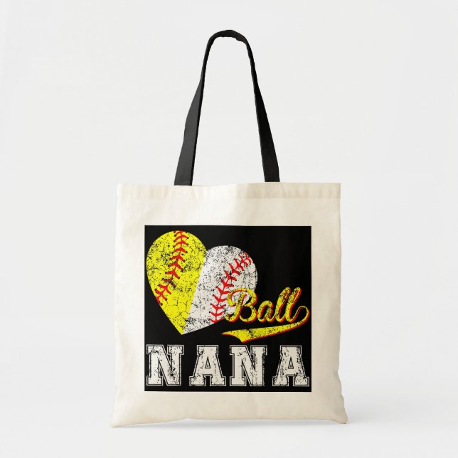 Baseball Softball Ball Heart Nana Mother's Day  Tote Bag (Front)