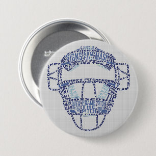 Baseball Softball Catchers Mask Calligram Badge