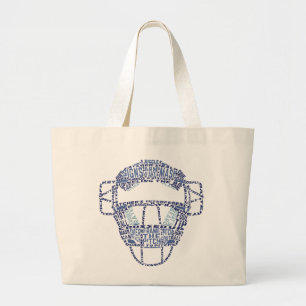 Baseball Softball Catchers Mask Calligram Large Tote Bag