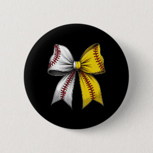 Baseball Softball Coquette Bow Game Day Heart Love 6 Cm Round Badge
