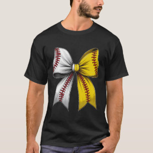 Baseball Softball Coquette Bow Game Day Heart Love T-Shirt