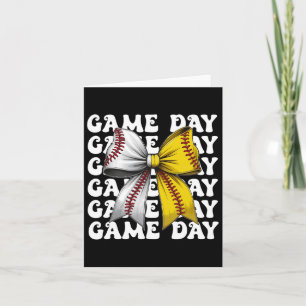 Baseball Softball Coquette Bow Game Day Women Mama Card