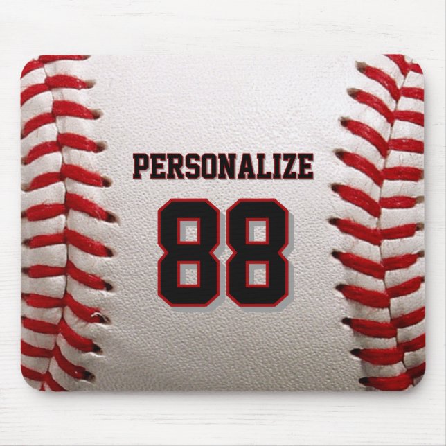 Baseball Softball Custom Name and Number Mouse Pad (Front)
