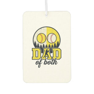 Baseball Softball Dad of Both Vintage Vector Desig Car Air Freshener