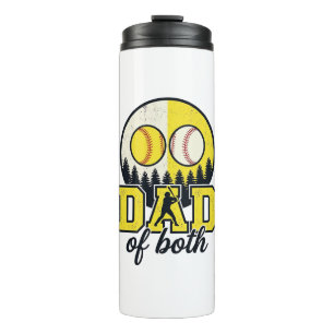 Baseball Softball Dad of Both Vintage Vector Desig Thermal Tumbler