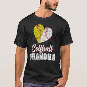 Baseball Softball Grandma Heart Ball Mothers Day S T-Shirt