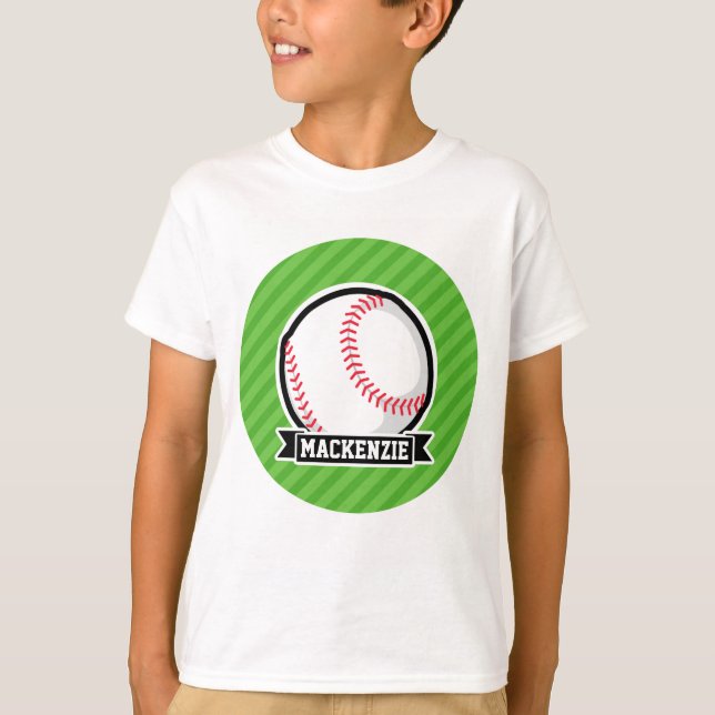 Baseball, Softball; Green Stripes T-Shirt (Front)