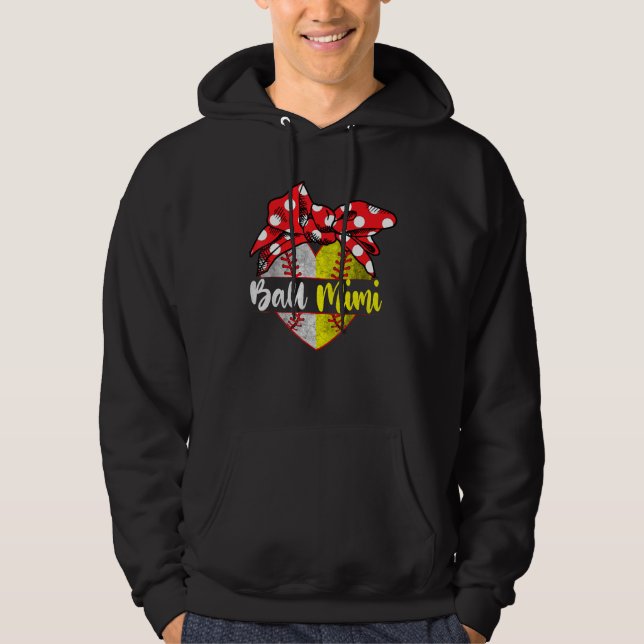 Baseball Softball Heart Ball Mimi Family Player Co Hoodie (Front)