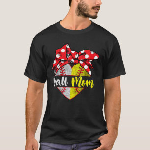 Baseball Softball Heart Ball Mum Family Player Cos T-Shirt