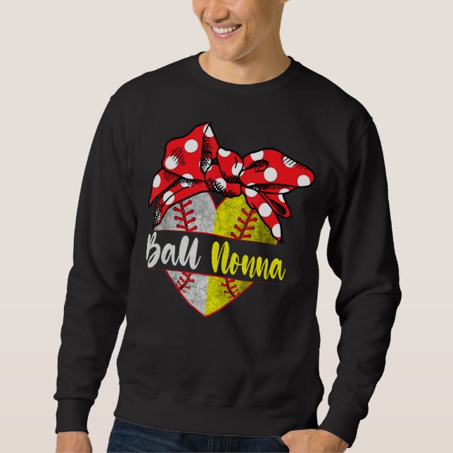 Baseball Softball Heart Ball Nonna Family Player C Sweatshirt (Front)