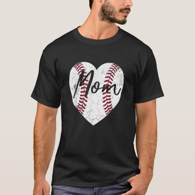 Baseball Softball Heart Mom Mother's Day Mommy Mam T-Shirt (Front)