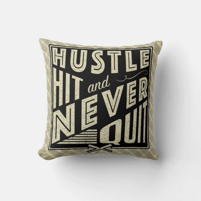 Baseball Softball Hustle Hit Name & Number Cushion (Front)