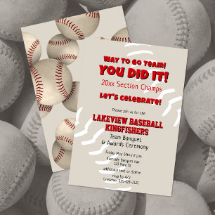 baseball softball kids championship season banquet invitation