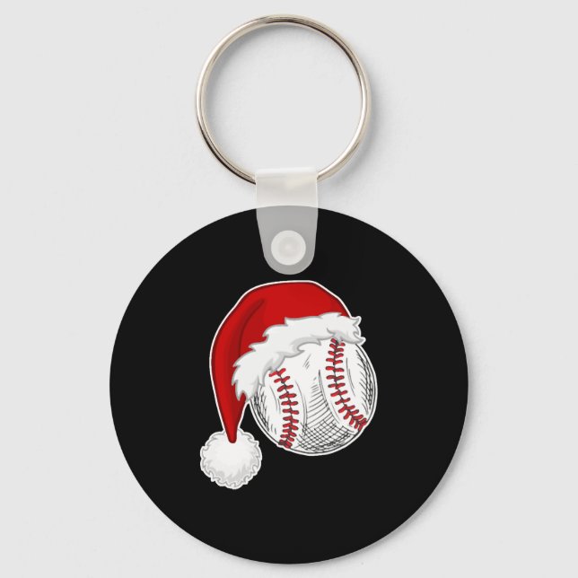 Baseball, Softball lovers - Xmas Santa Claus Hat Key Ring (Front)
