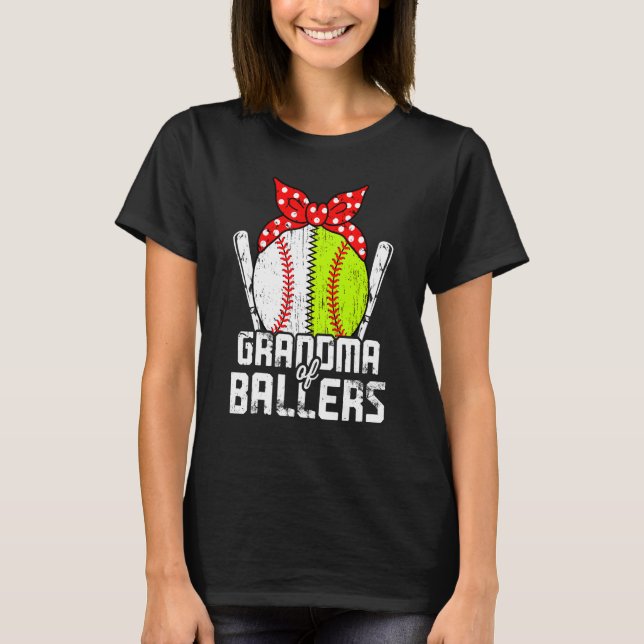 Baseball Softball Mothers Day Grandma Of Ballers 1 T-Shirt (Front)