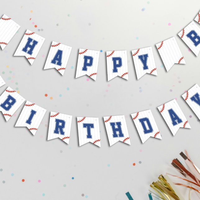 Baseball Softball Pinstripe Happy Birthday Party Bunting (Baseball Softball Pinstripe Happy Birthday Party Bunting Flags
)