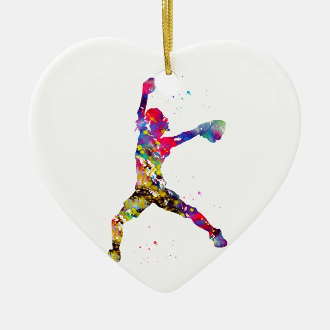 Baseball Softball Pitcher Ceramic Ornament (Front)