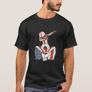 Baseball Softball Player with American Flag Premiu T-Shirt